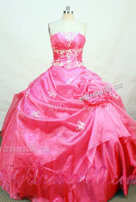 Beaded and Ruched Lace Up Quinceanera Gowns in Hot Pink